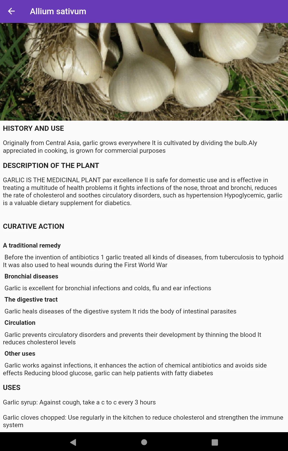 Medicinal plant identifier screenshot