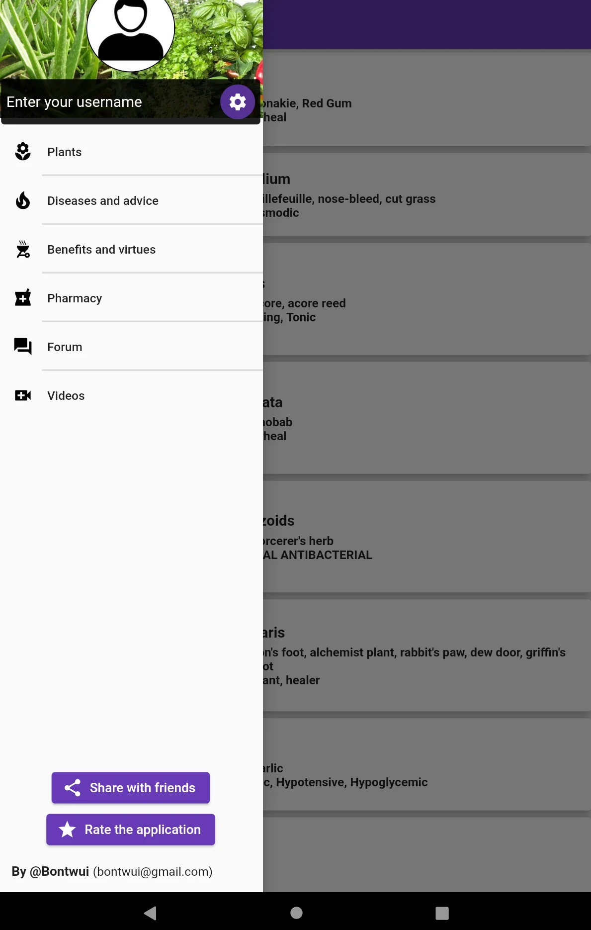 Medicinal plant identifier screenshot